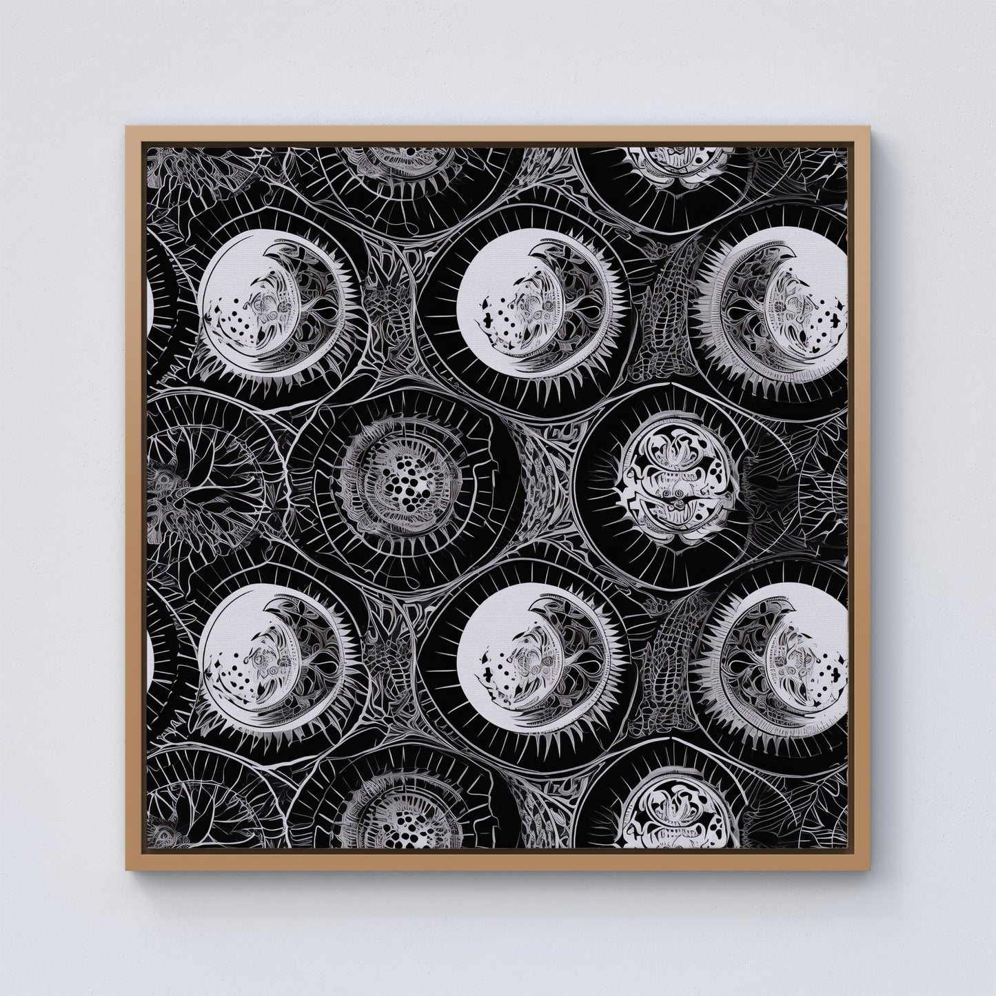 Black White Moon and Sun Framed Canvas