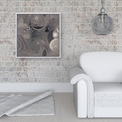 Abstract Moon Shapes Framed Canvas