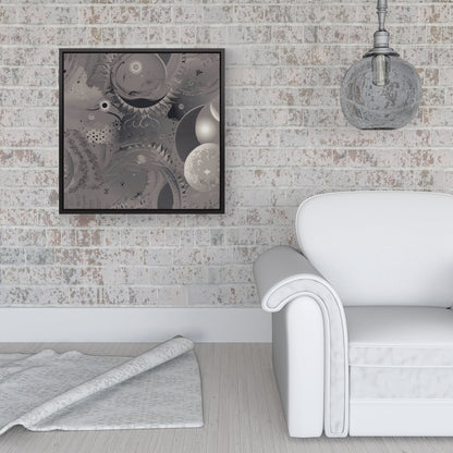 Abstract Moon Shapes Framed Canvas