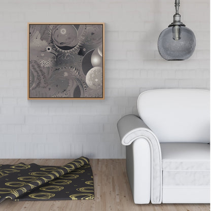 Abstract Moon Shapes Framed Canvas