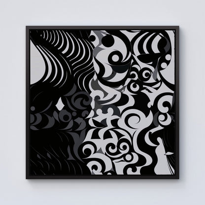 Black Grey Abstract Framed Canvas