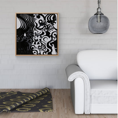 Black Grey Abstract Framed Canvas