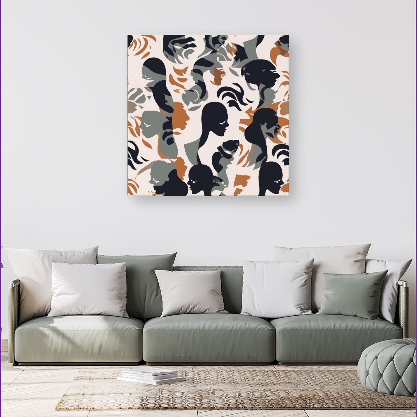 Abstract Grey Brown Silhouette Canvas