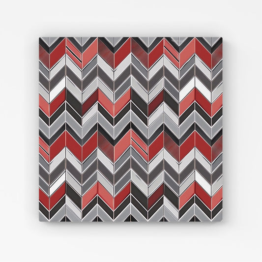 Red Grey Geometric Pattern Canvas