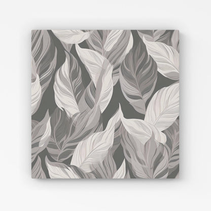 Grey Floral Leaves Canvas