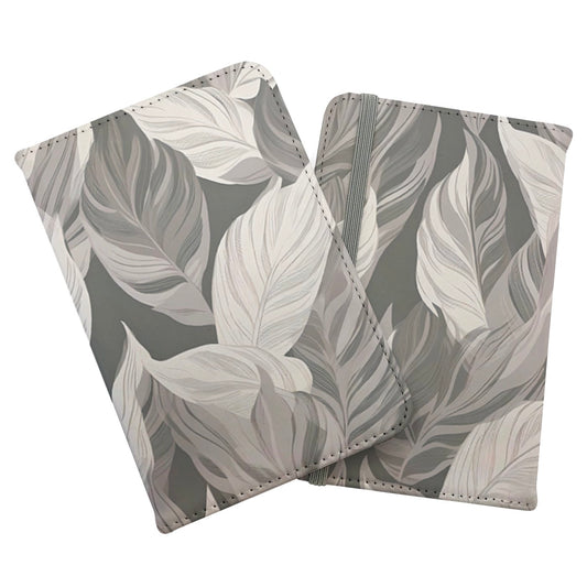 Grey Floral Leaves Passport Cover