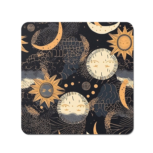 Gold Sun and Moon Coasters