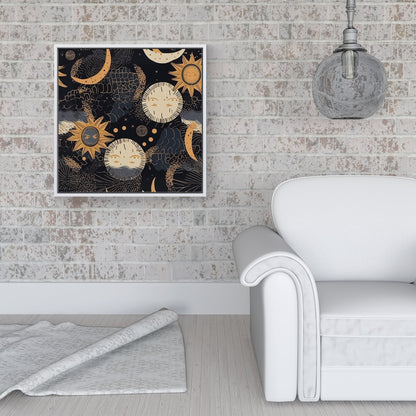 Gold Sun and Moon Framed Canvas