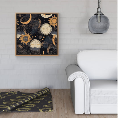 Gold Sun and Moon Framed Canvas