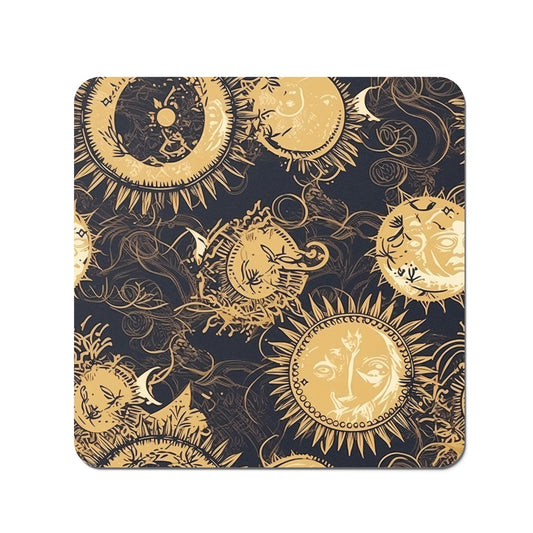 Moon and Sun Gold Blue Coasters