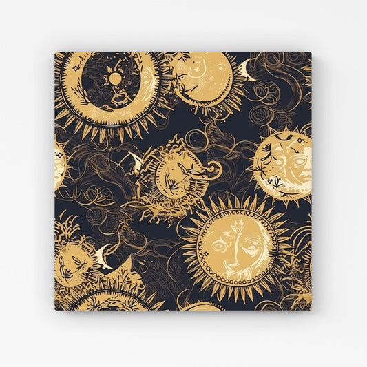 Moon and Sun Gold Blue Canvas