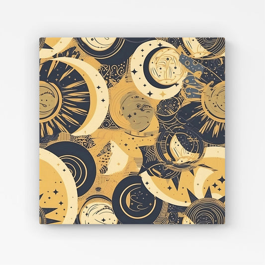 Blue Gold Moon and Sun Canvas