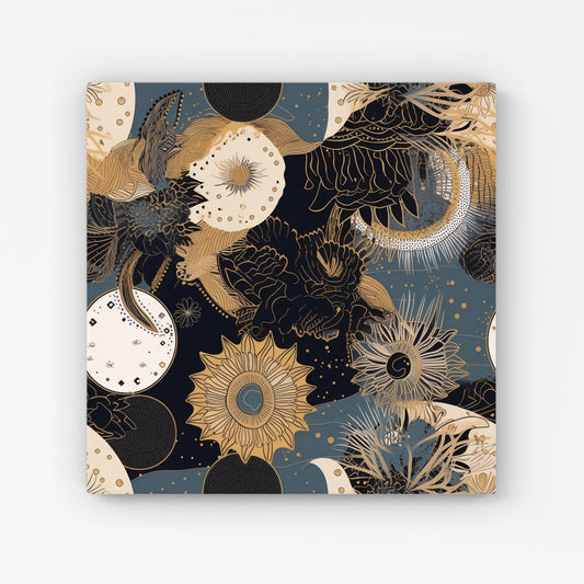 Abstract Blue Gold Moon Sun Canvas