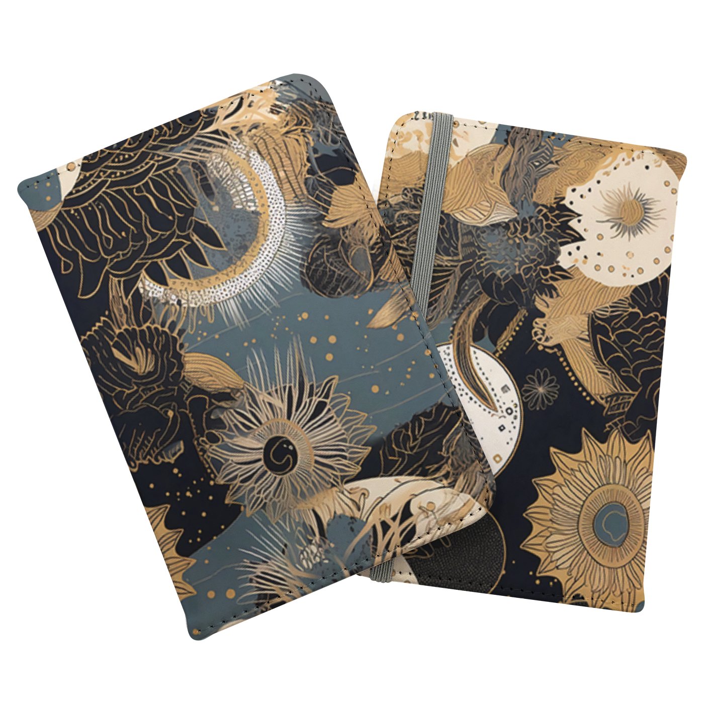 Abstract Blue Gold Moon Sun Passport Cover