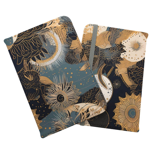 Abstract Blue Gold Moon Sun Passport Cover