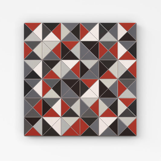 Grey Red Triangle Geometric Canvas
