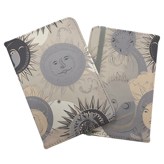 Grey Black Abstract Moon and Sun Passport Cover