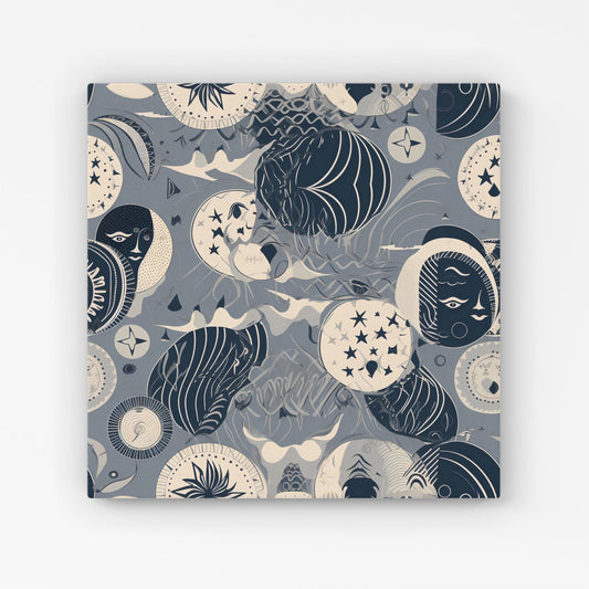 Abstract Moon and Stars Canvas