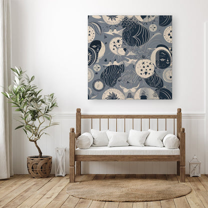 Abstract Moon and Stars Canvas