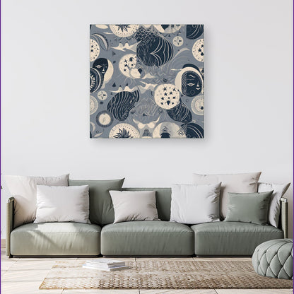 Abstract Moon and Stars Canvas