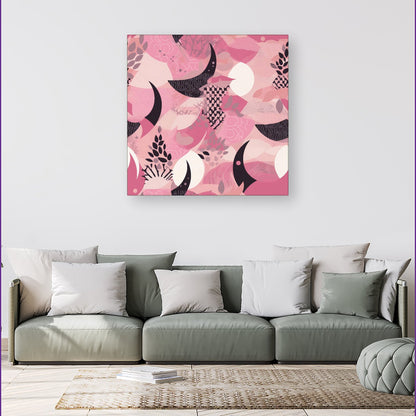 Abstract Pink Moon Pattern Canvas