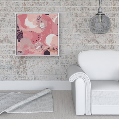 Abstract Pink White Framed Canvas