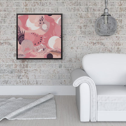 Abstract Pink White Framed Canvas