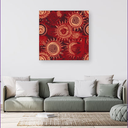 Abstract Red Moon and Sun Canvas