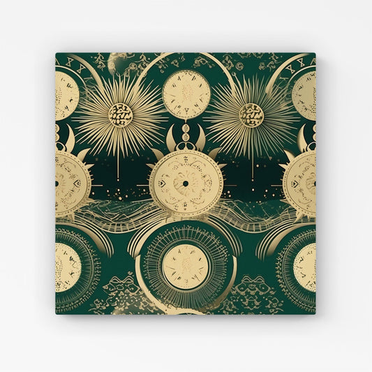 Green Moon and Sun Abstract Pattern Canvas