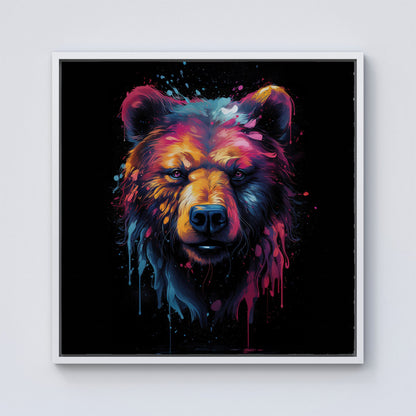 Splashart Bear Face Framed Canvas