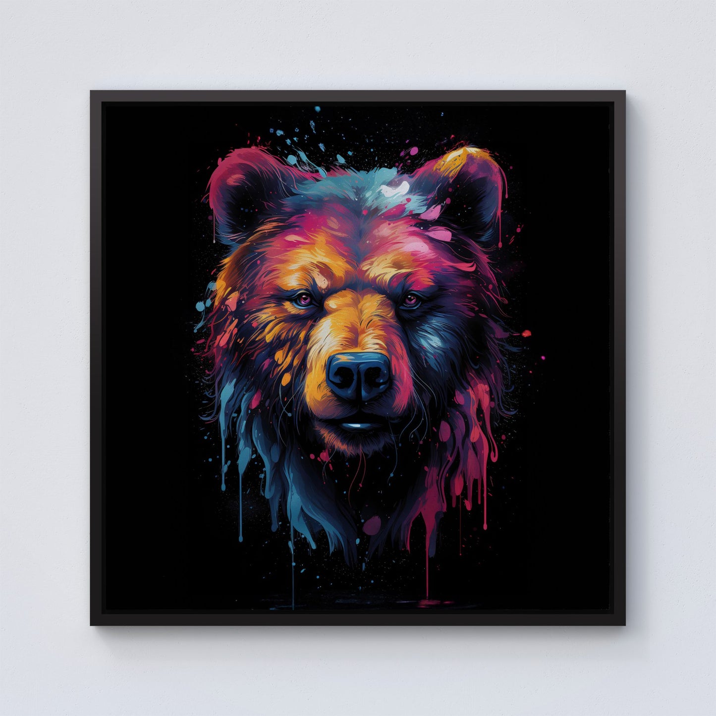 Splashart Bear Face Framed Canvas