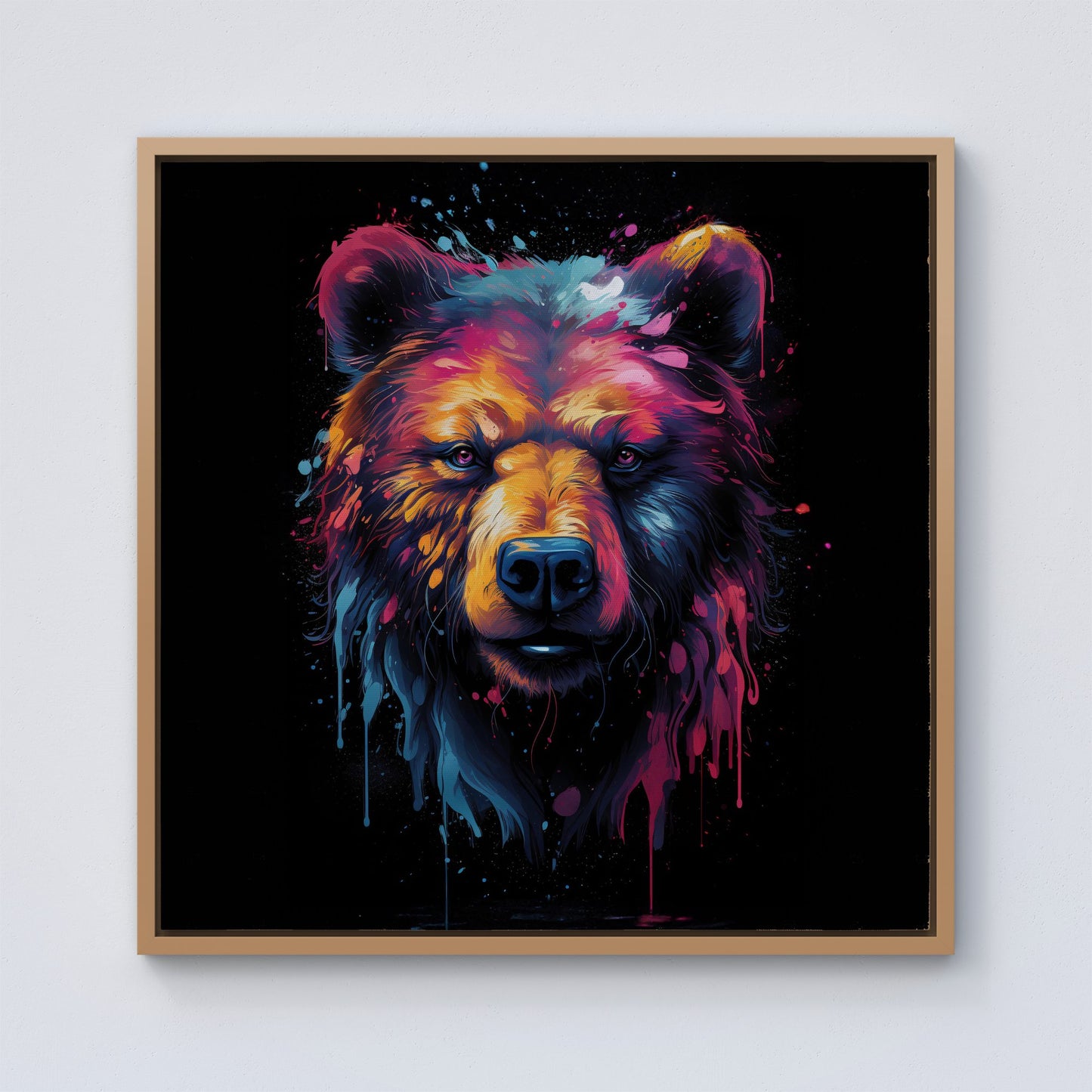 Splashart Bear Face Framed Canvas