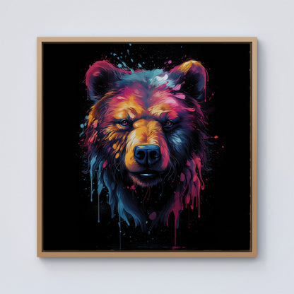 Splashart Bear Face Framed Canvas