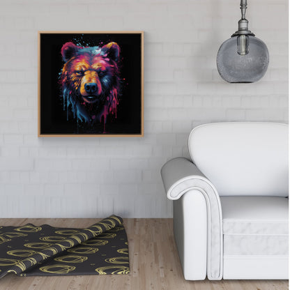 Splashart Bear Face Framed Canvas