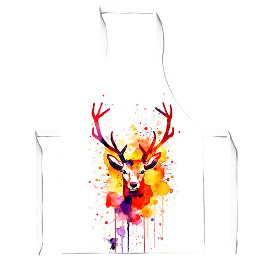 Watercolour Stag Face Apron