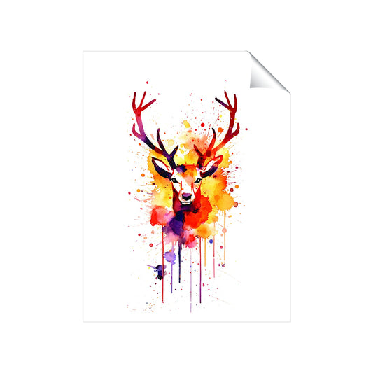 Watercolour Stag Face Art Prints