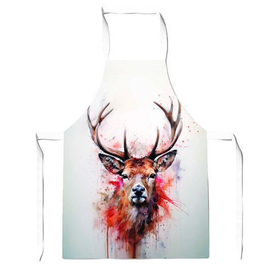 Watercolour Splashart Stag Face Apron