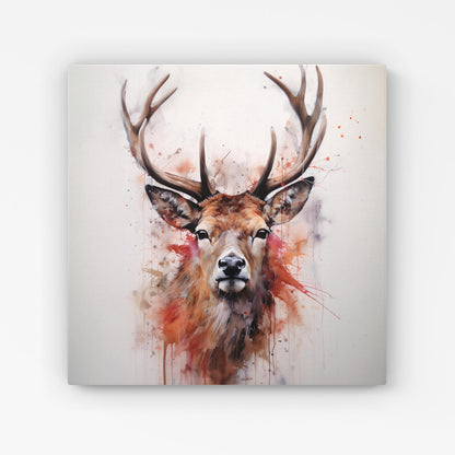 Watercolour Splashart Stag Face Canvas