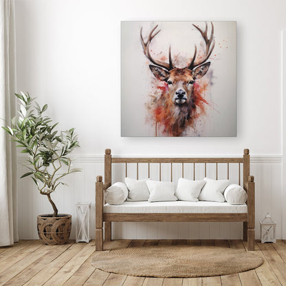Watercolour Splashart Stag Face Canvas