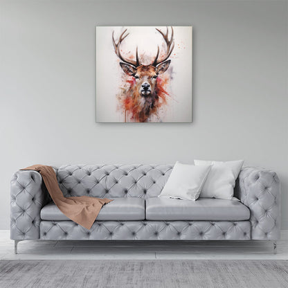 Watercolour Splashart Stag Face Canvas