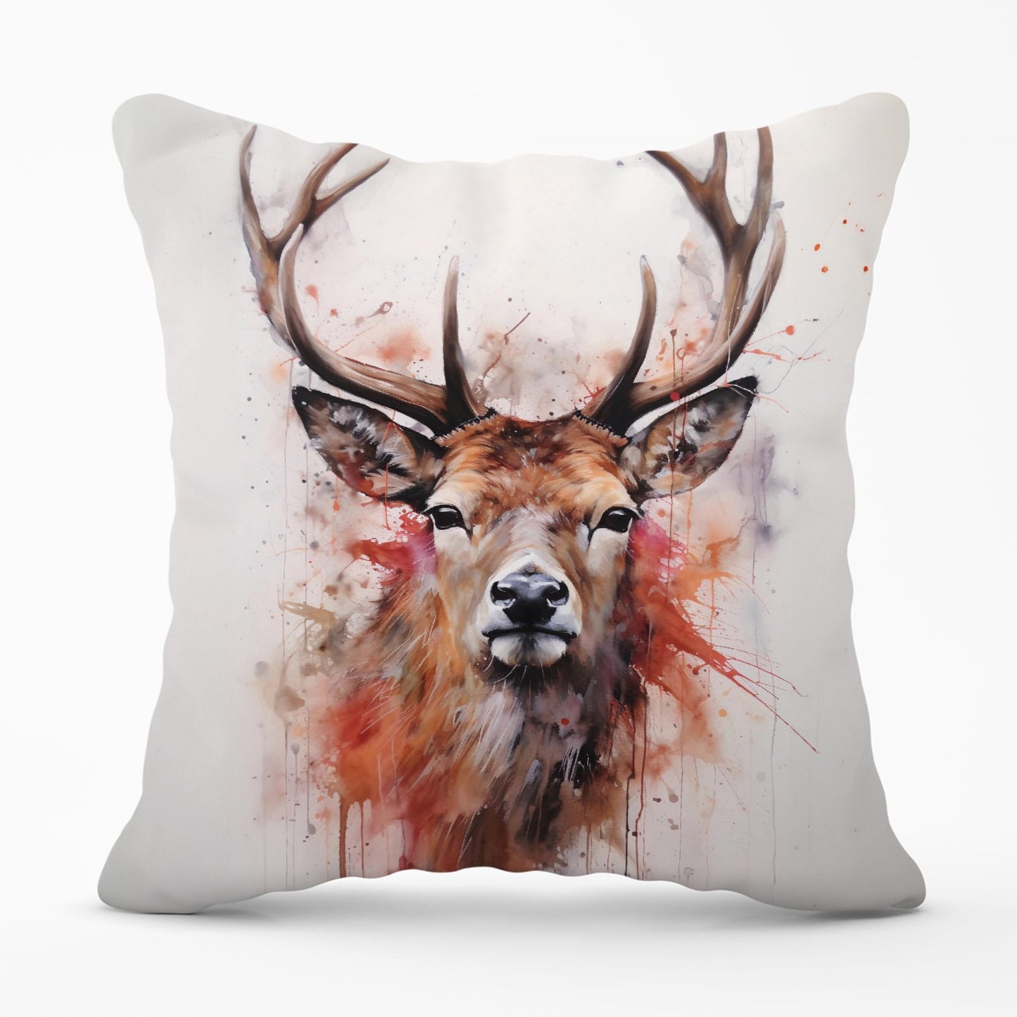 Watercolour Splashart Stag Face Outdoor Cushion