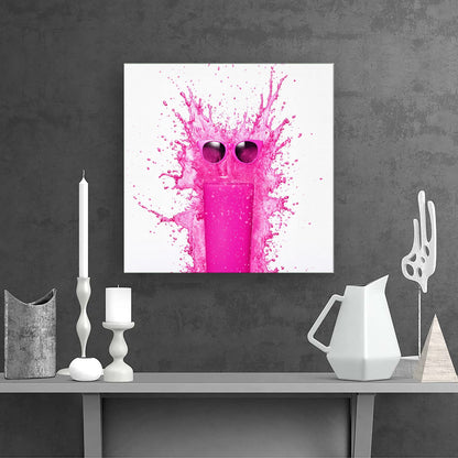 Pink Splashart Glass Canvas