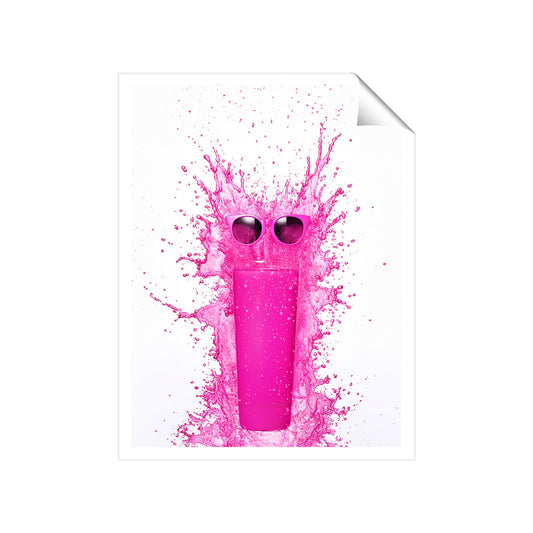 Pink Splashart Glass Art Prints