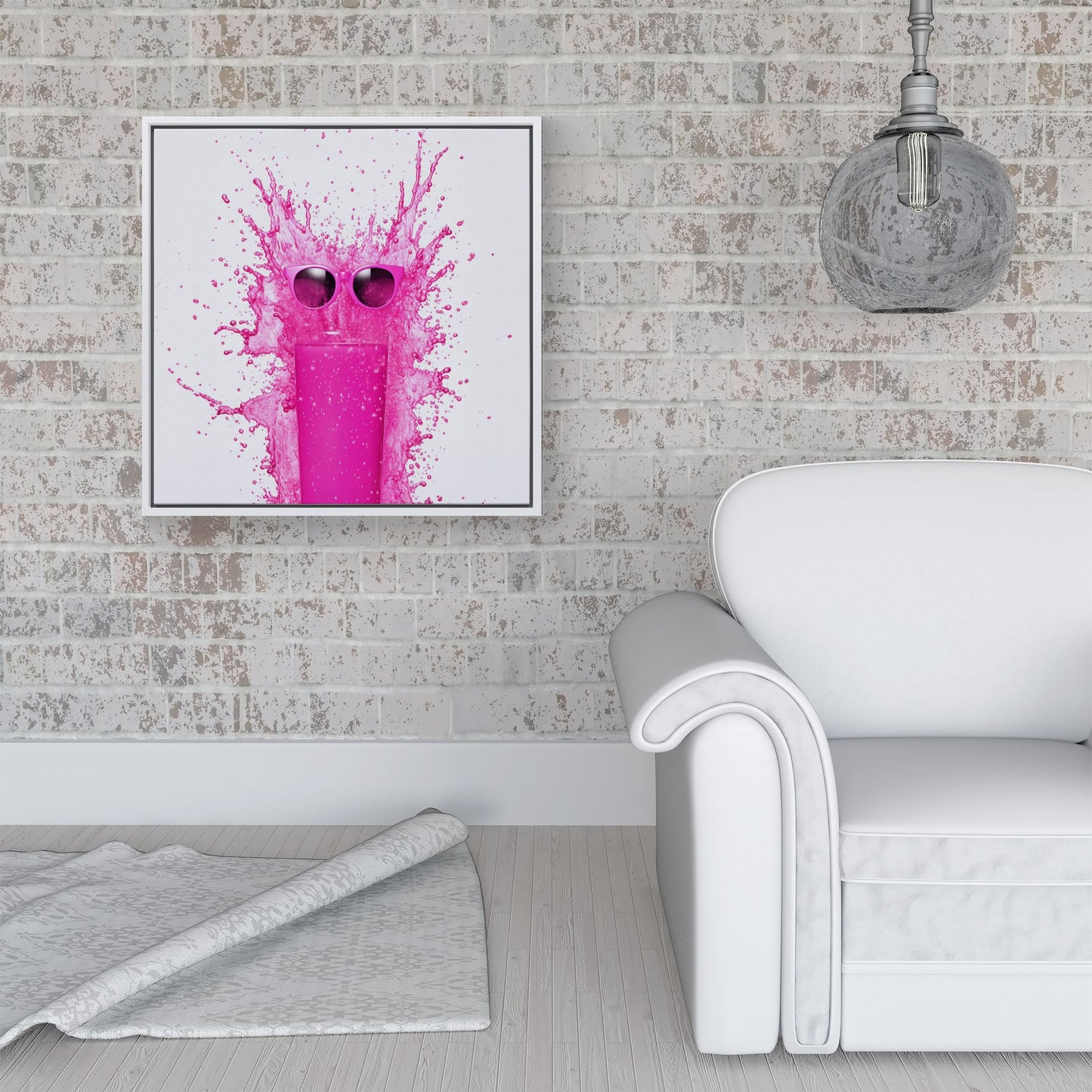 Pink Splashart Glass Framed Canvas