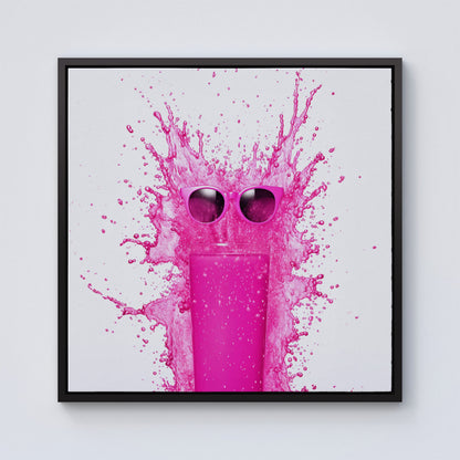 Pink Splashart Glass Framed Canvas