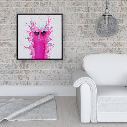 Pink Splashart Glass Framed Canvas