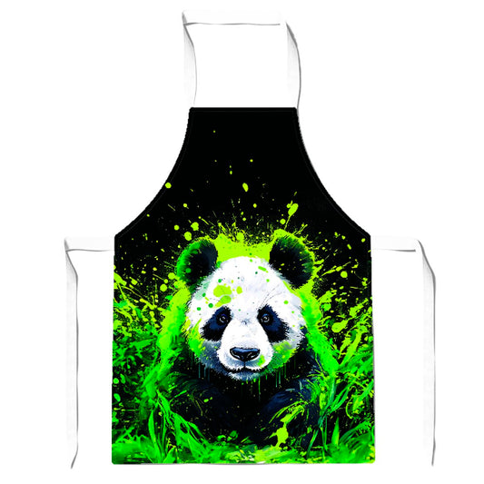 Green Splashart Panda Face Apron