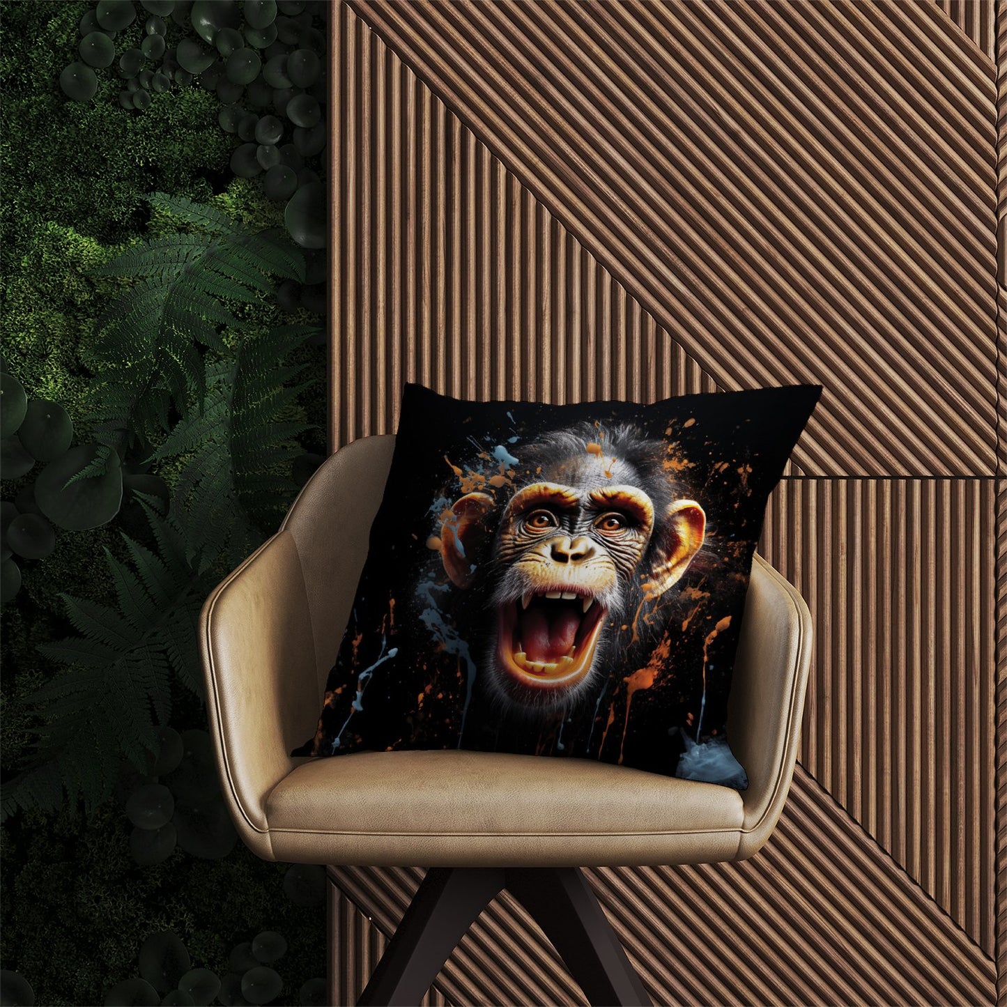 Monkey Face Splashart Outdoor Cushion