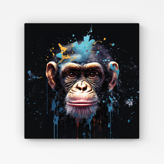 Monkey Face Splashart with Blue Canvas