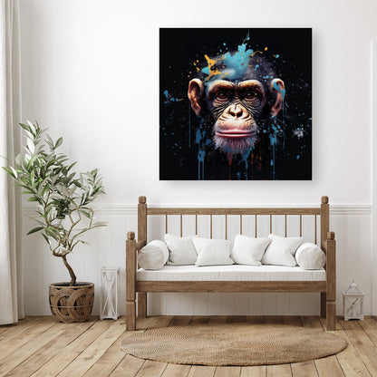 Monkey Face Splashart with Blue Canvas